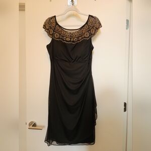 MSK Black Dress with Gold Beaded Neckline